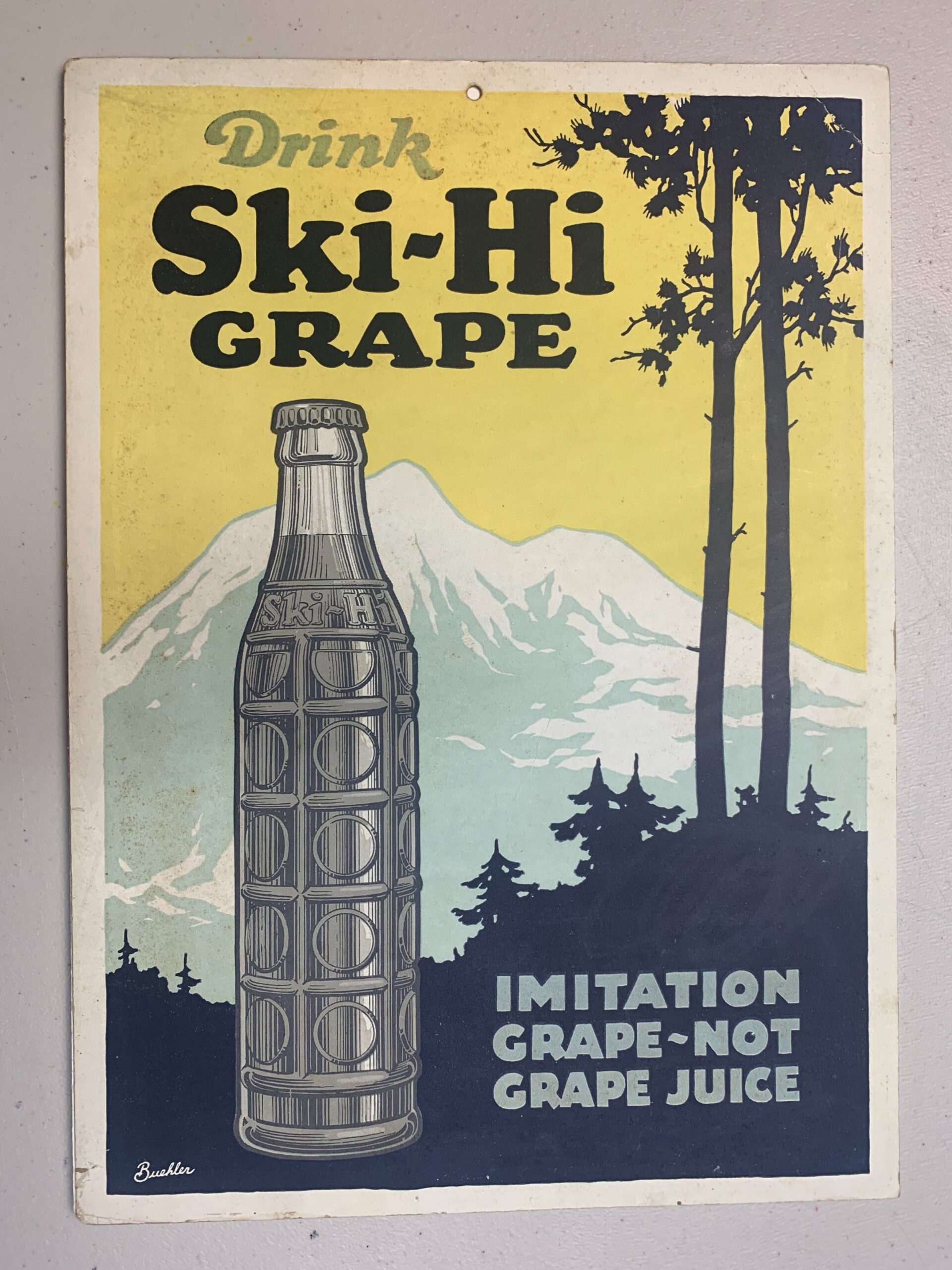 Ski-Hi Grape Juice (1954) 10.25x14 Advertising Poster on Board